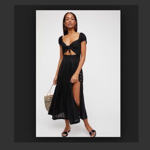 Free People: Black Getaway Midi Dress